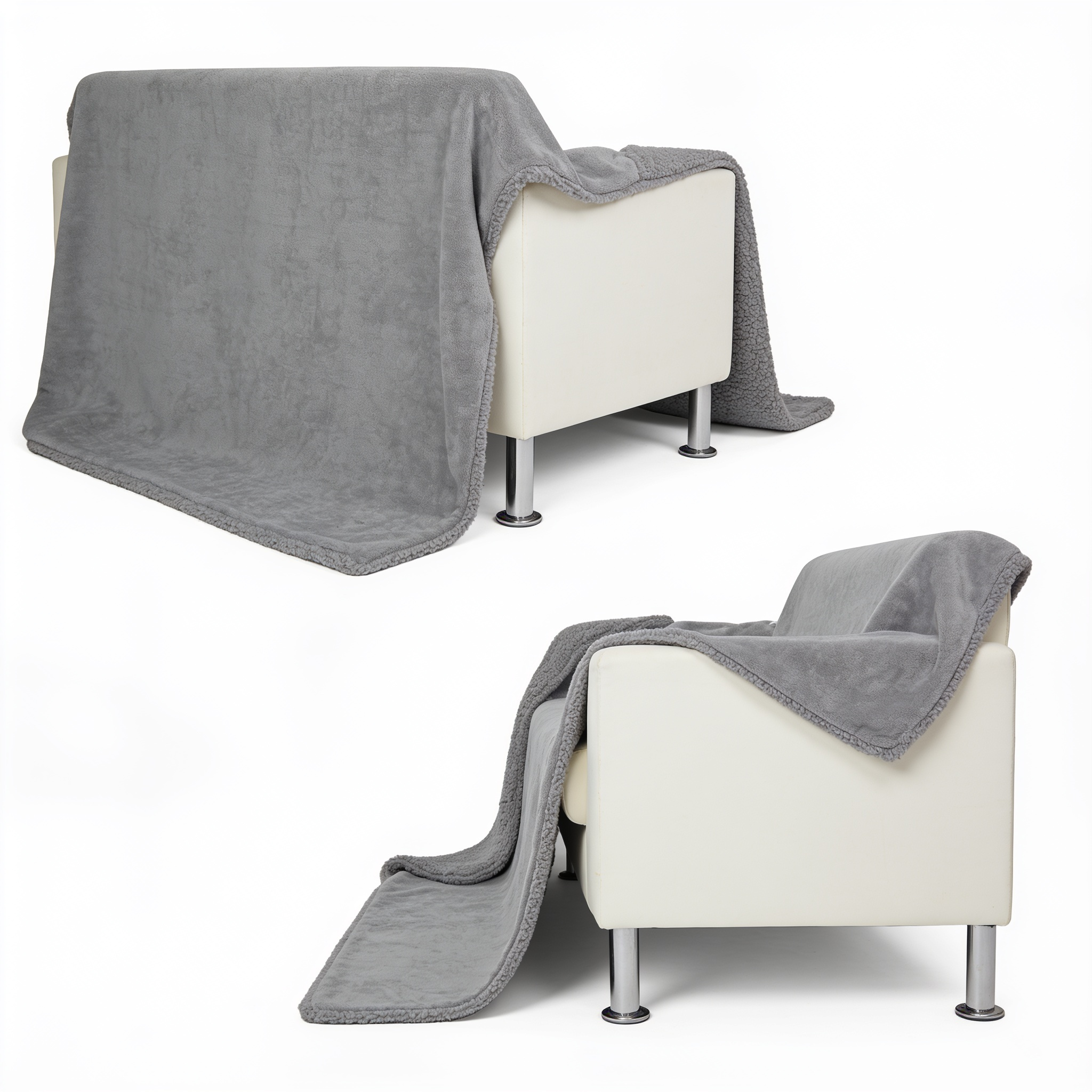 Dkjg Skjane Wasserdichte Hundedecke, Sherpa-Fleece Haustierdecke für Miniaturhunde, kleine Hunde und Katzen, 101 x 73 cm, M, maschinenwaschbar, beidseitiger Sofabezug-Schutz, grau PPB040G01