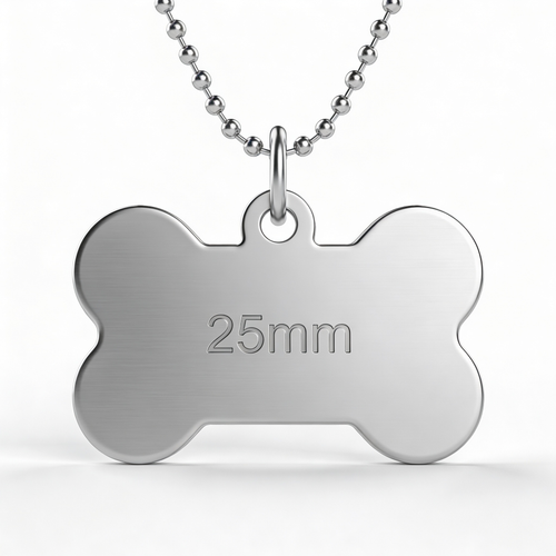 Dkjg Skjane Personalisierte Hundemarke aus Edelstahl - 25mm | 30mm | 35mm, Individuell gravierbar, Robuste Tiermarke, Dogtag Anhänger Hunde, Pferde, Katzen & Welpen (Silberfarben, 25 mm